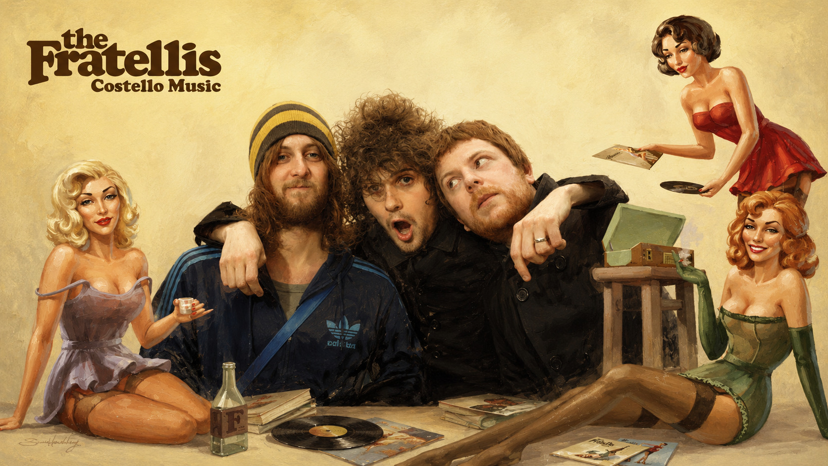 The Fratellis dans un visuel rétro inspiré de Costello Music.